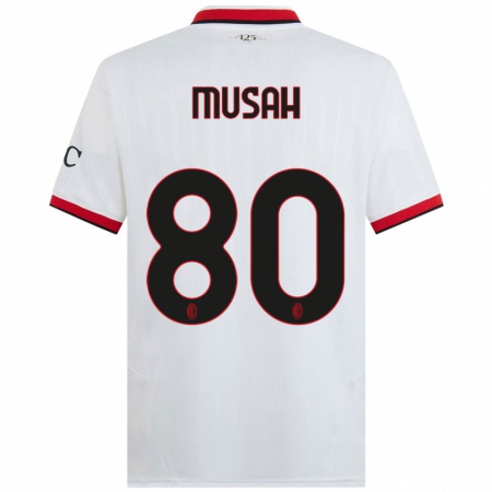 Kandiny Damen Yunus Musah #80 Weiß Schwarz Rot Auswärtstrikot Trikot 2024/25 T-Shirt