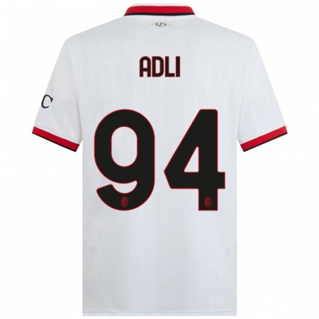 Kandiny Damen Yacine Adli #94 Weiß Schwarz Rot Auswärtstrikot Trikot 2024/25 T-Shirt