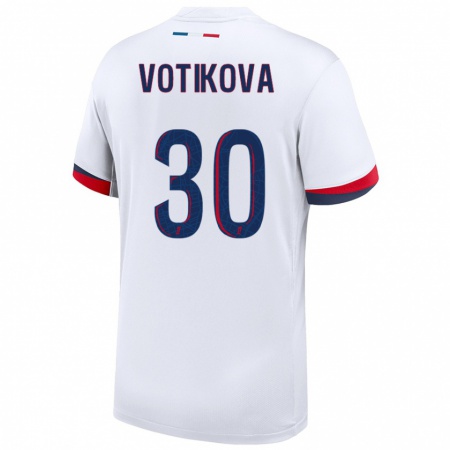 Kandiny Damen Barbora Votikova #30 Weiß Blau Rot Auswärtstrikot Trikot 2024/25 T-Shirt