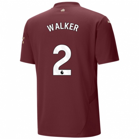 Kandiny Damen Kyle Walker #2 Kastanienbraun Ausweichtrikot Trikot 2024/25 T-Shirt