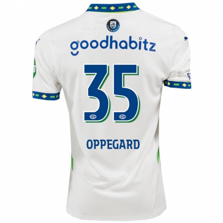 Kandiny Damen Fredrik Oppegård #35 Weiß Dunkelblau Ausweichtrikot Trikot 2024/25 T-Shirt