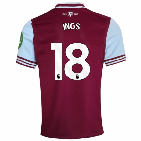 Kandiny Kinder Danny Ings #18 Dunkelrot Heimtrikot Trikot 2024/25 T-Shirt