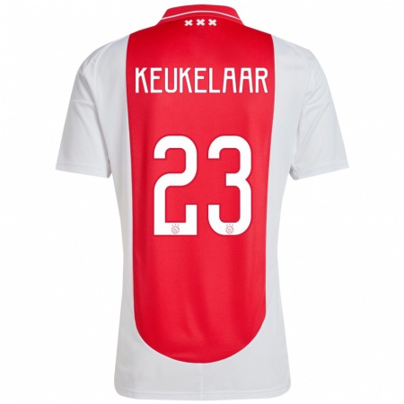 Kandiny Kinder Lotte Keukelaar #23 Rot Weiß Heimtrikot Trikot 2024/25 T-Shirt