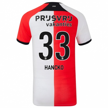 Kandiny Kinder Dávid Hancko #33 Rot Weiß Heimtrikot Trikot 2024/25 T-Shirt