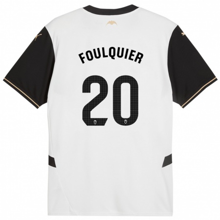 Kandiny Kinder Dimitri Foulquier #20 Weiß Schwarz Heimtrikot Trikot 2024/25 T-Shirt