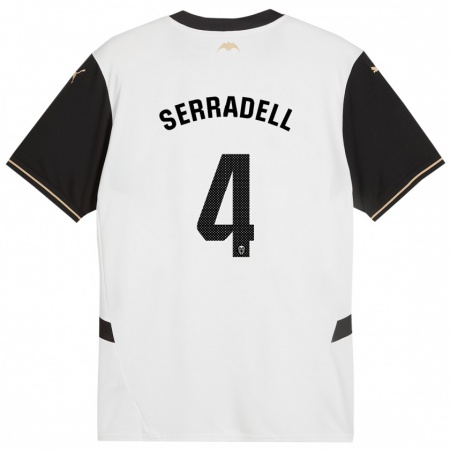 Kandiny Kinder Álex Serradell #4 Weiß Schwarz Heimtrikot Trikot 2024/25 T-Shirt