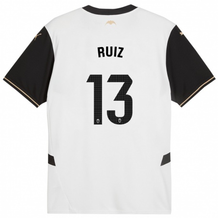 Kandiny Kinder Nil Ruiz #13 Weiß Schwarz Heimtrikot Trikot 2024/25 T-Shirt