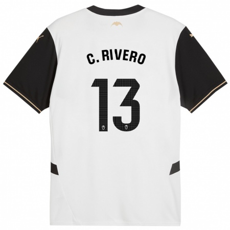 Kandiny Kinder Cristian Rivero #13 Weiß Schwarz Heimtrikot Trikot 2024/25 T-Shirt