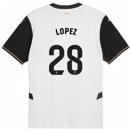 Kandiny Kinder Saray Lopez #28 Weiß Schwarz Heimtrikot Trikot 2024/25 T-Shirt