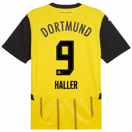 Kandiny Kinder Sébastien Haller #9 Gelb Schwarz Heimtrikot Trikot 2024/25 T-Shirt