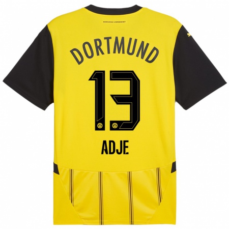 Kandiny Kinder Miguel Adje #13 Gelb Schwarz Heimtrikot Trikot 2024/25 T-Shirt