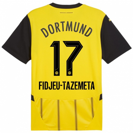 Kandiny Kinder Thierry Fidjeu-Tazemeta #17 Gelb Schwarz Heimtrikot Trikot 2024/25 T-Shirt