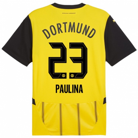 Kandiny Kinder Jordi Paulina #23 Gelb Schwarz Heimtrikot Trikot 2024/25 T-Shirt