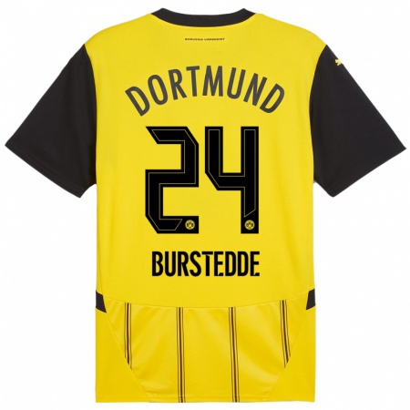 Kandiny Kinder Joshua Burstedde #24 Gelb Schwarz Heimtrikot Trikot 2024/25 T-Shirt