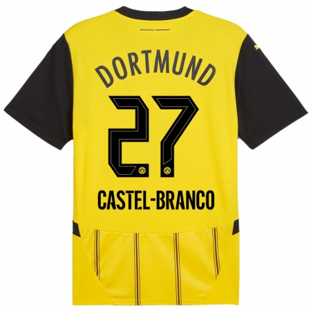 Kandiny Kinder Diego Castel-Branco #27 Gelb Schwarz Heimtrikot Trikot 2024/25 T-Shirt