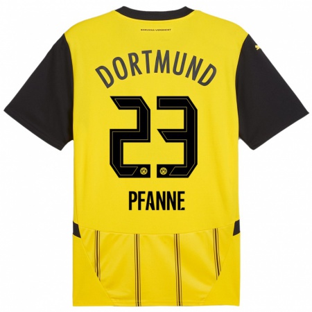 Kandiny Kinder Franz Pfanne #23 Gelb Schwarz Heimtrikot Trikot 2024/25 T-Shirt