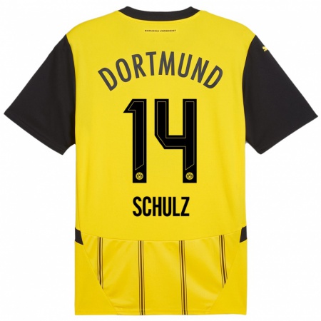 Kandiny Kinder Nico Schulz #14 Gelb Schwarz Heimtrikot Trikot 2024/25 T-Shirt