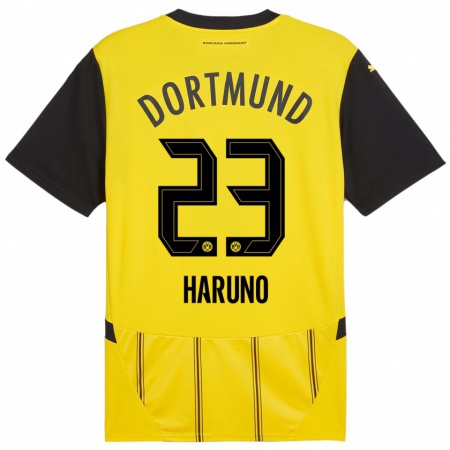 Kandiny Kinder Sasaki Haruno #23 Gelb Schwarz Heimtrikot Trikot 2024/25 T-Shirt