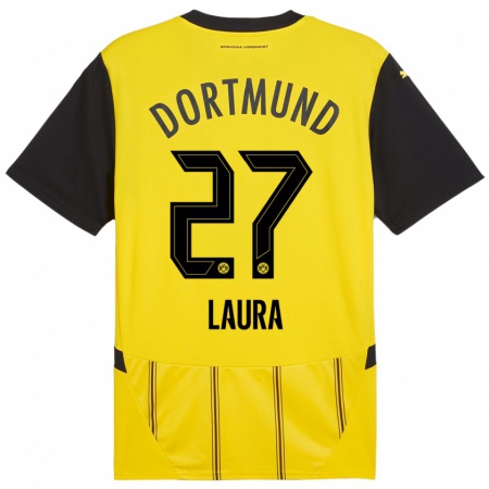 Kandiny Kinder Van Der Heijden Laura #27 Gelb Schwarz Heimtrikot Trikot 2024/25 T-Shirt