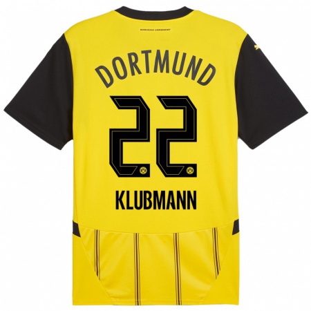 Kandiny Kinder Leon Klubmann #22 Gelb Schwarz Heimtrikot Trikot 2024/25 T-Shirt