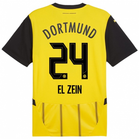 Kandiny Kinder Abu-Bekir Omer El-Zein #24 Gelb Schwarz Heimtrikot Trikot 2024/25 T-Shirt