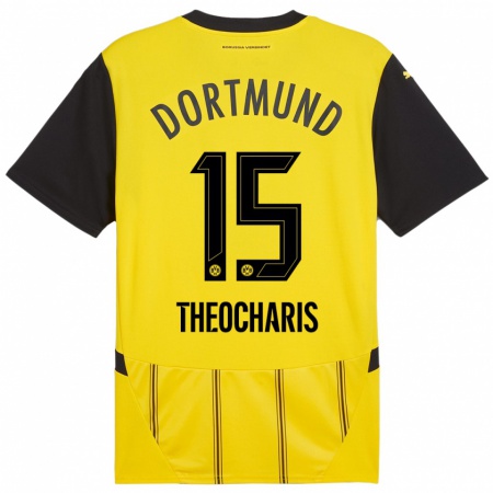 Kandiny Kinder Elefterios Theocharis #15 Gelb Schwarz Heimtrikot Trikot 2024/25 T-Shirt