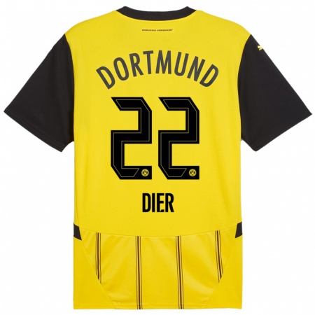 Kandiny Kinder Henrik Dier #22 Gelb Schwarz Heimtrikot Trikot 2024/25 T-Shirt