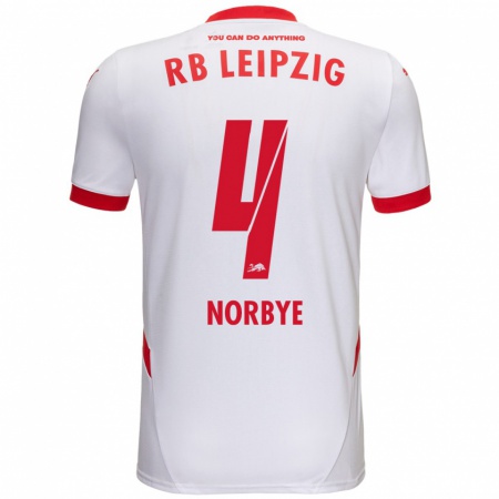 Kandiny Kinder Jonathan Norbye #4 Weiß Rot Heimtrikot Trikot 2024/25 T-Shirt