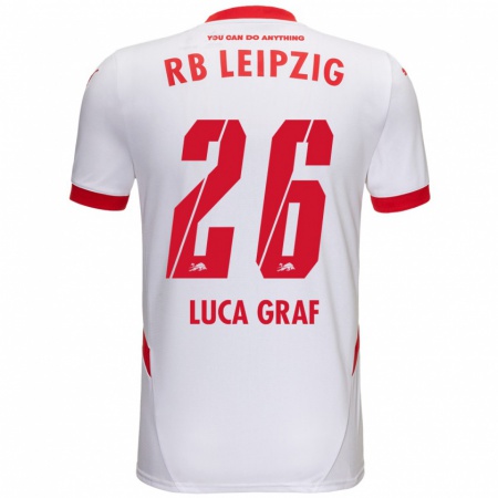 Kandiny Kinder Luca Marie Graf #26 Weiß Rot Heimtrikot Trikot 2024/25 T-Shirt