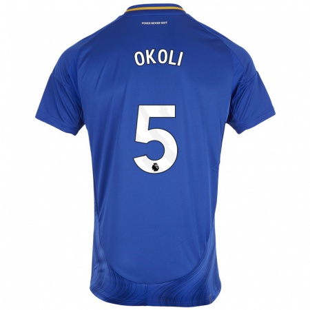 Kandiny Kinder Caleb Okoli #5 Blau Weiß Heimtrikot Trikot 2024/25 T-Shirt