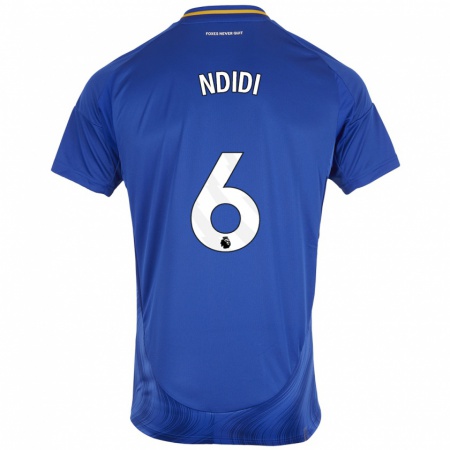 Kandiny Kinder Wilfred Ndidi #6 Blau Weiß Heimtrikot Trikot 2024/25 T-Shirt