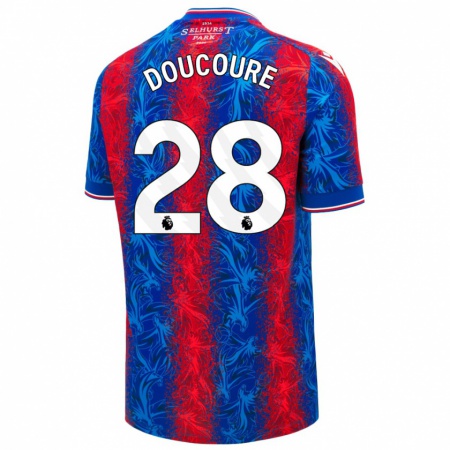 Kandiny Kinder Cheick Doucouré #28 Rot Blauen Streifen Heimtrikot Trikot 2024/25 T-Shirt