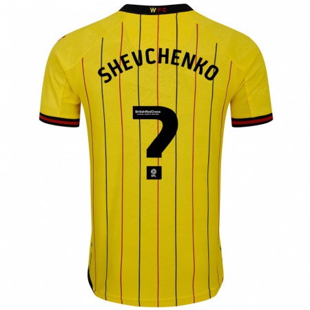 Kandiny Kinder Kristian Shevchenko #0 Gelb Schwarz Heimtrikot Trikot 2024/25 T-Shirt