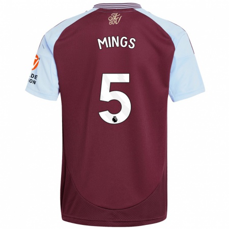 Kandiny Kinder Tyrone Mings #5 Burgunder Himmelblau Heimtrikot Trikot 2024/25 T-Shirt