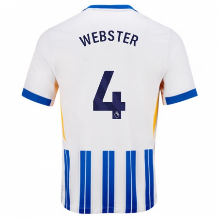 Kandiny Kinder Adam Webster #4 Weiß Blaue Nadelstreifen Heimtrikot Trikot 2024/25 T-Shirt