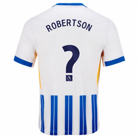 Kandiny Kinder Josh Robertson #0 Weiß Blaue Nadelstreifen Heimtrikot Trikot 2024/25 T-Shirt