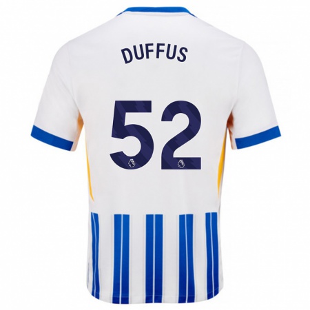 Kandiny Kinder Josh Duffus #52 Weiß Blaue Nadelstreifen Heimtrikot Trikot 2024/25 T-Shirt