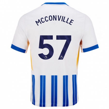 Kandiny Kinder Ruairi Mcconville #57 Weiß Blaue Nadelstreifen Heimtrikot Trikot 2024/25 T-Shirt