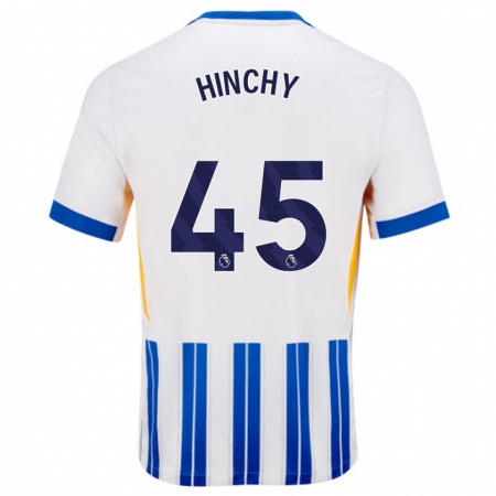 Kandiny Kinder Jack Hinchy #45 Weiß Blaue Nadelstreifen Heimtrikot Trikot 2024/25 T-Shirt