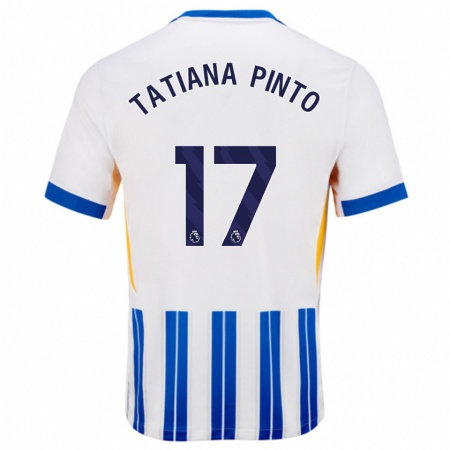 Kandiny Kinder Tatiana Vanessa Ferreira Pinto #17 Weiß Blaue Nadelstreifen Heimtrikot Trikot 2024/25 T-Shirt