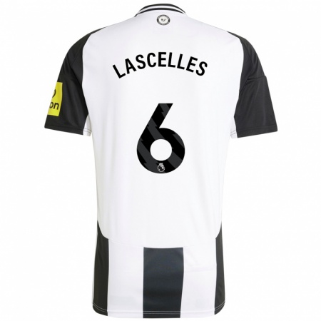 Kandiny Kinder Jamaal Lascelles #6 Weiß Schwarz Heimtrikot Trikot 2024/25 T-Shirt