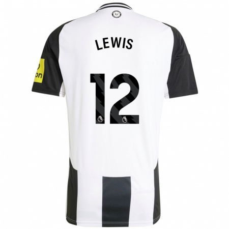 Kandiny Kinder Jamal Lewis #12 Weiß Schwarz Heimtrikot Trikot 2024/25 T-Shirt