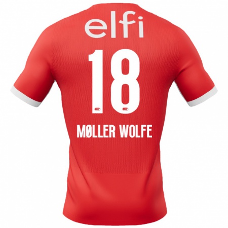 Kandiny Kinder David Møller Wolfe #18 Rot Weiß Heimtrikot Trikot 2024/25 T-Shirt