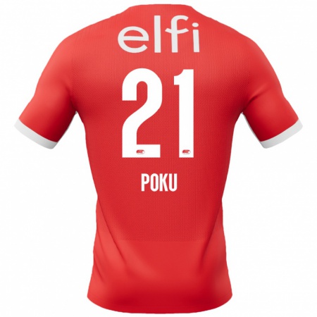 Kandiny Kinder Ernest Poku #21 Rot Weiß Heimtrikot Trikot 2024/25 T-Shirt