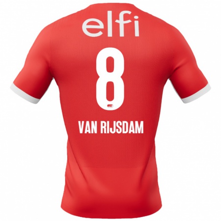 Kandiny Kinder Julian Van Rijsdam #8 Rot Weiß Heimtrikot Trikot 2024/25 T-Shirt