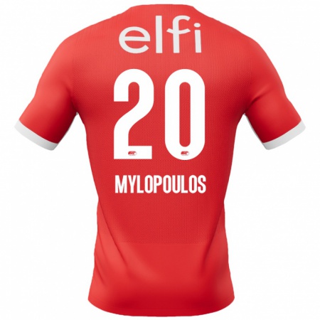 Kandiny Kinder Marios Mylopoulos #20 Rot Weiß Heimtrikot Trikot 2024/25 T-Shirt