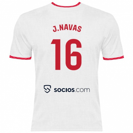 Kandiny Kinder Jesús Navas #16 Weiß Rot Heimtrikot Trikot 2024/25 T-Shirt