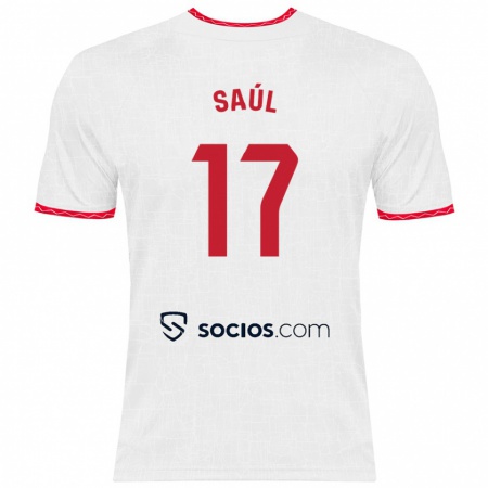 Kandiny Kinder Saúl Ñíguez #17 Weiß Rot Heimtrikot Trikot 2024/25 T-Shirt