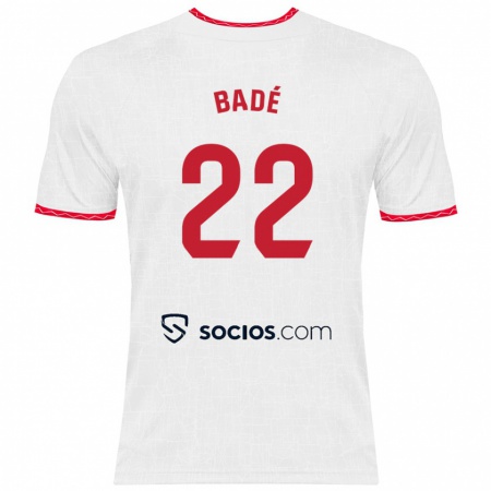 Kandiny Kinder Loïc Badé #22 Weiß Rot Heimtrikot Trikot 2024/25 T-Shirt