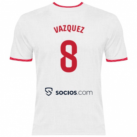 Kandiny Kinder Manolo Vázquez #8 Weiß Rot Heimtrikot Trikot 2024/25 T-Shirt